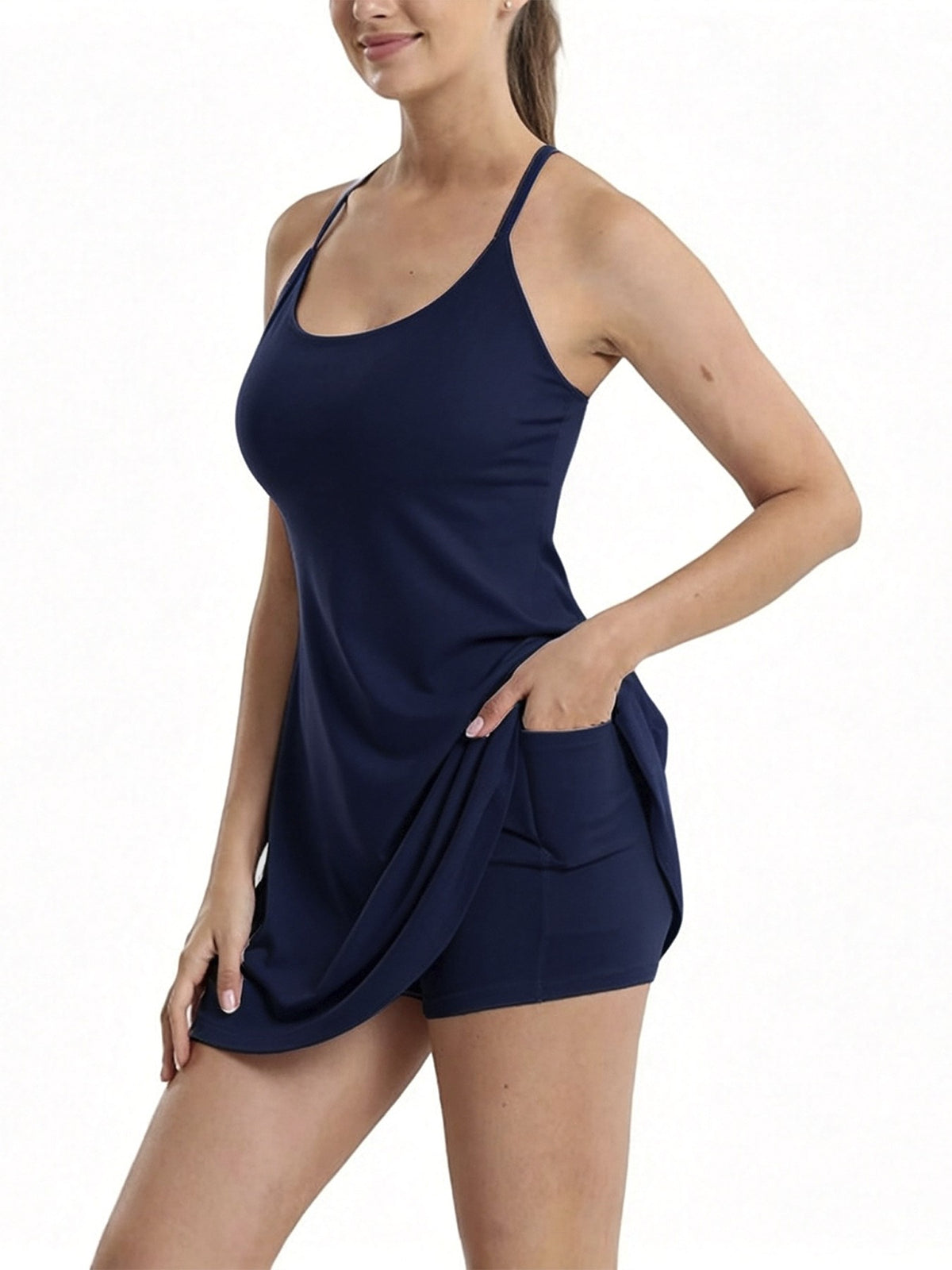 Flowy Cami Tunic and Pocket Shorts Workout Set