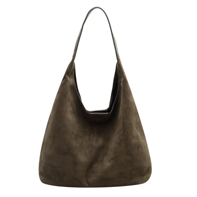 Faux Suede Slouchy Hobo Bag With Pouch - Olive