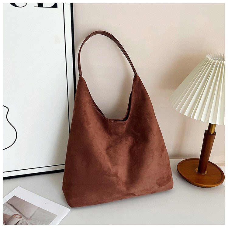 Faux Suede Slouchy Hobo Bag With Pouch