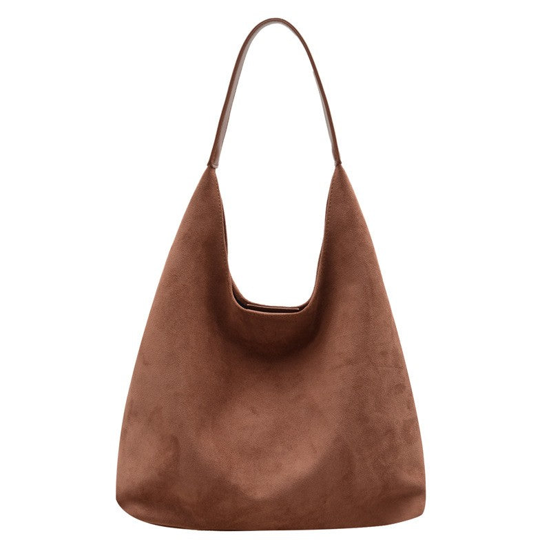 Faux Suede Slouchy Hobo Bag With Pouch