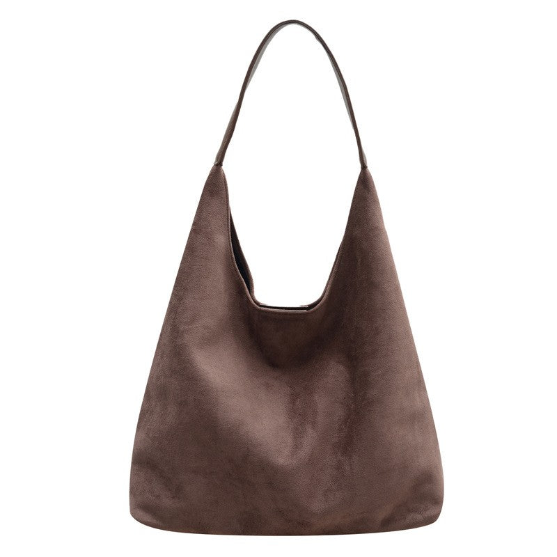 Faux Suede Slouchy Hobo Bag With Pouch