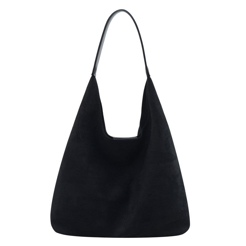 Faux Suede Slouchy Hobo Bag With Pouch