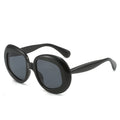 Chunky Oval Frame Sunglasses With Colour Blocking - Black
