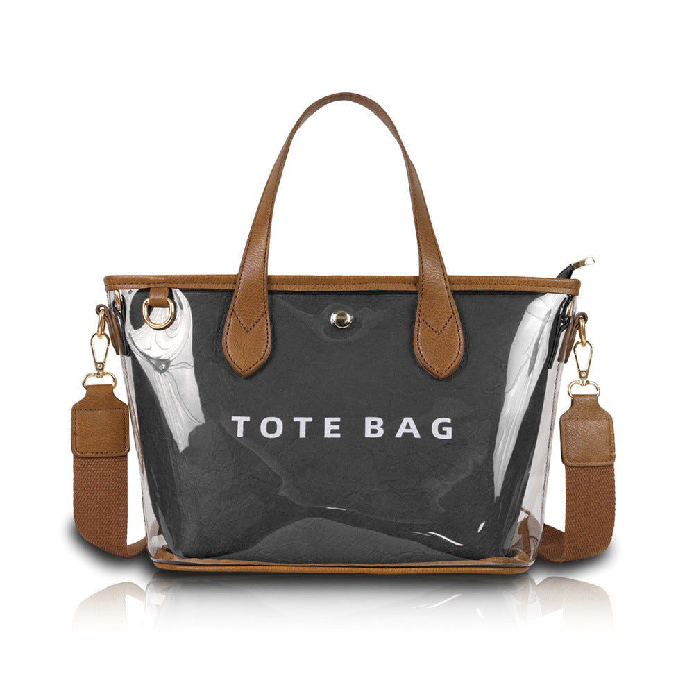 Transparent Game Day Crossbody Bag With Pouch - Black