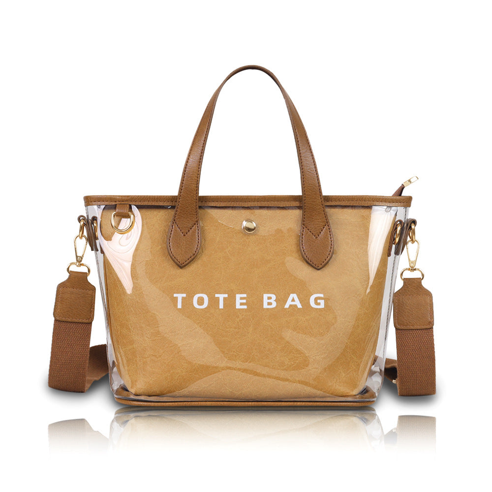 Transparent Game Day Crossbody Bag With Pouch - Brown