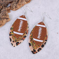 Layered Leather Football Game Day Earrings - Brown