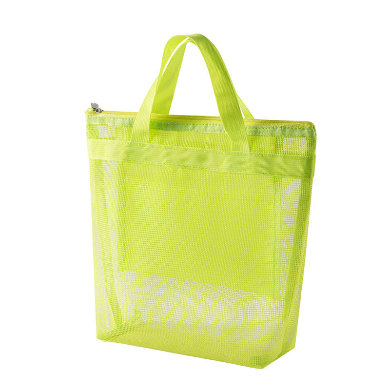 Sheer Mesh Zip Beach Tote Bag - Yellow
