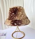 Fawn Spot Plush Bucket Hat With Suede Lining - Khaki