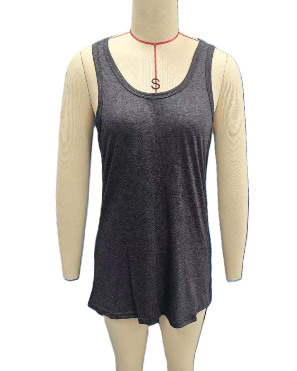 Racerback Scoop Neck Tank Dress - DarkGray