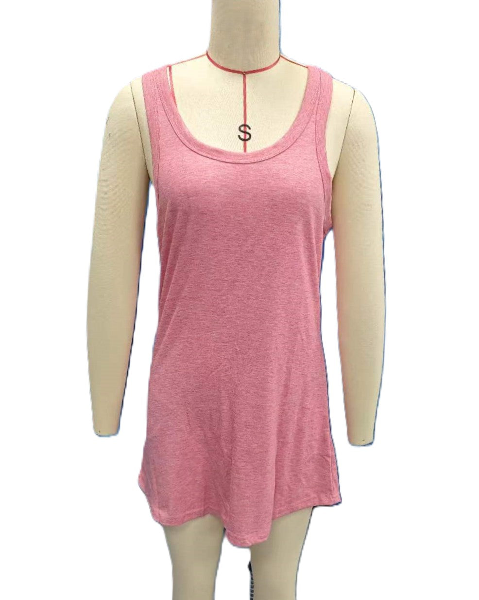 Racerback Scoop Neck Tank Dress - Pink