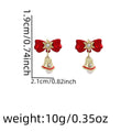 Bow Bell Pearl Drop Earrings - Red