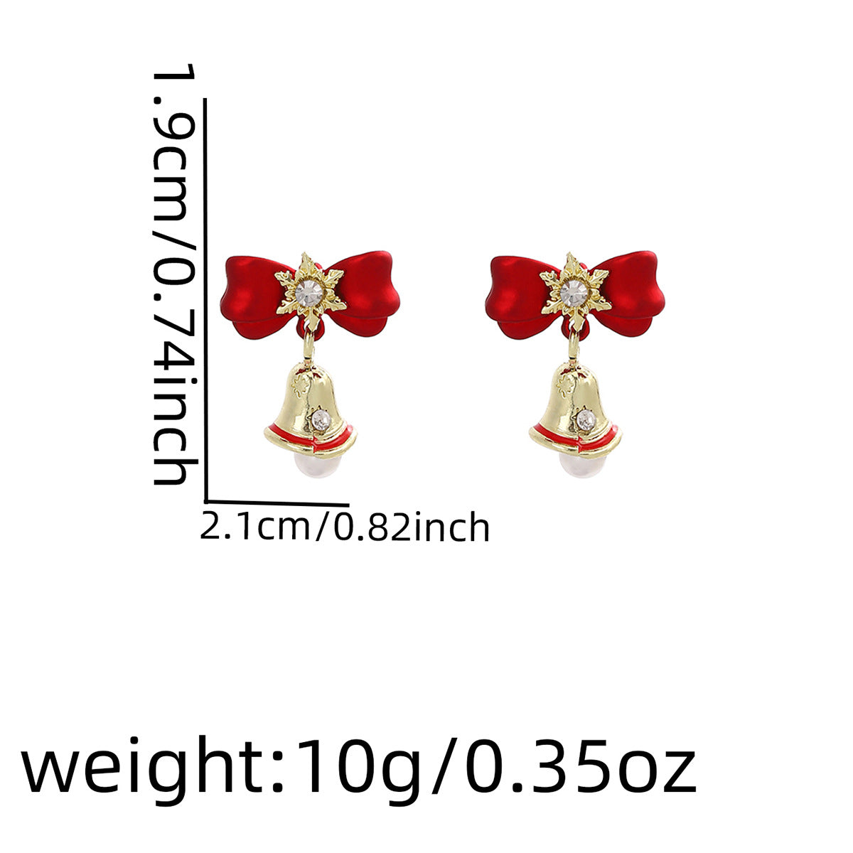 Bow Bell Pearl Drop Earrings - Red