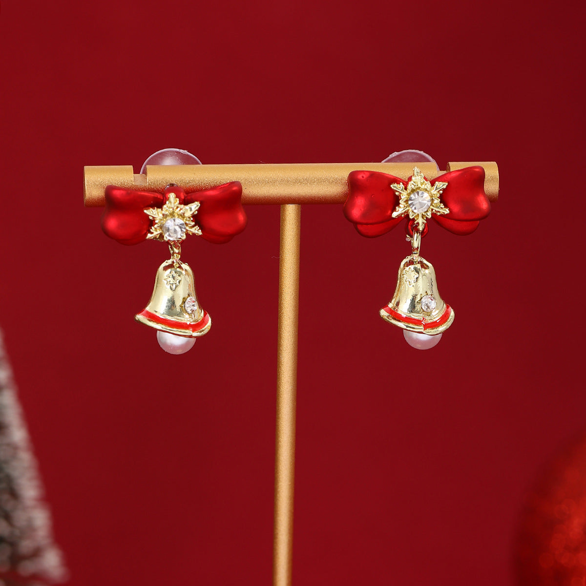 Bow Bell Pearl Drop Earrings - view 1