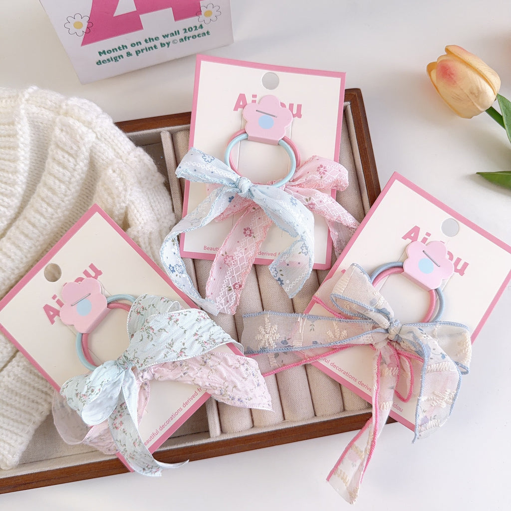 Lace Ribbon Hair Tie With Trailing Bow