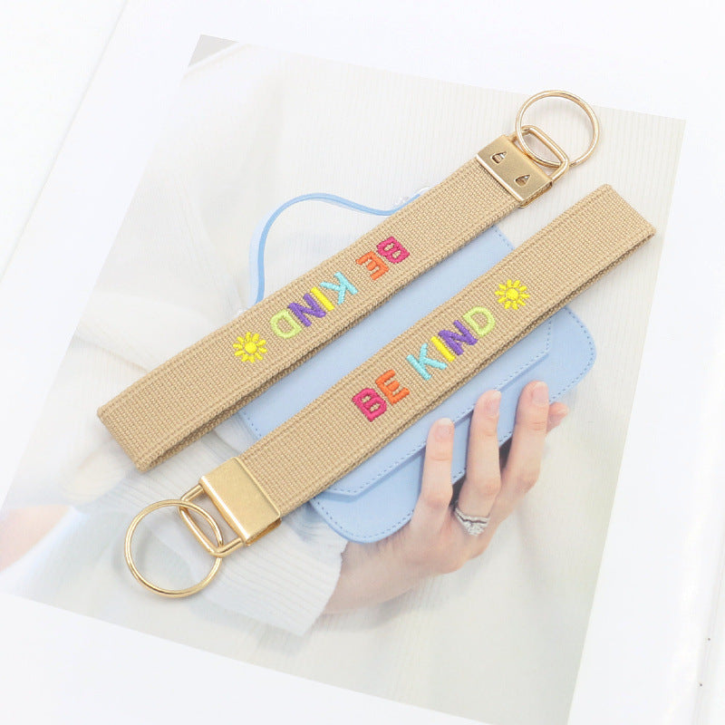 Embroidered Phrase Wristlet Key Fob - BEKIND-3