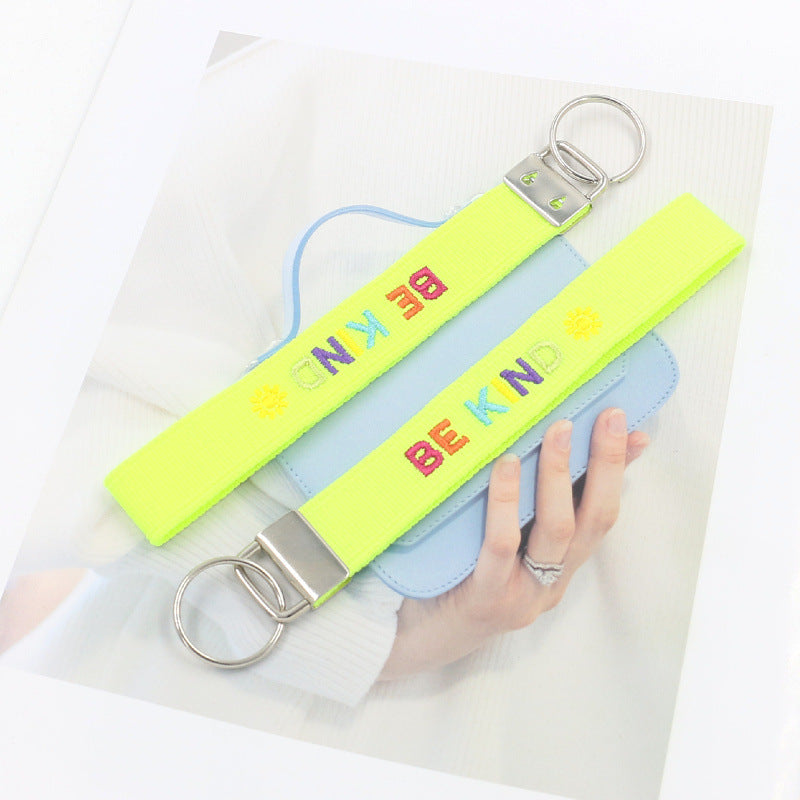 Embroidered Phrase Wristlet Key Fob - BEKIND-4