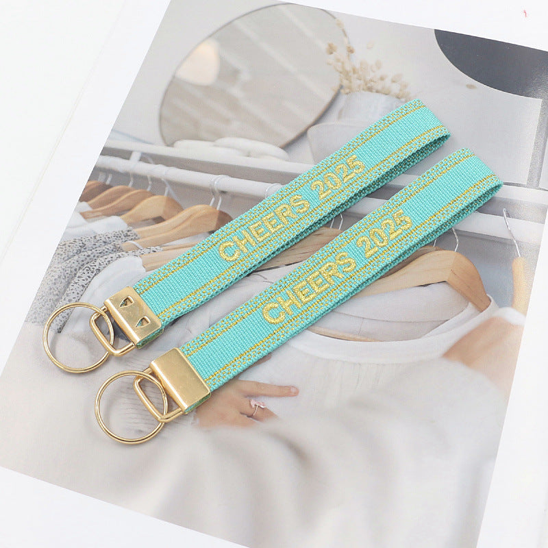 Embroidered Phrase Wristlet Key Fob - GCHEERS