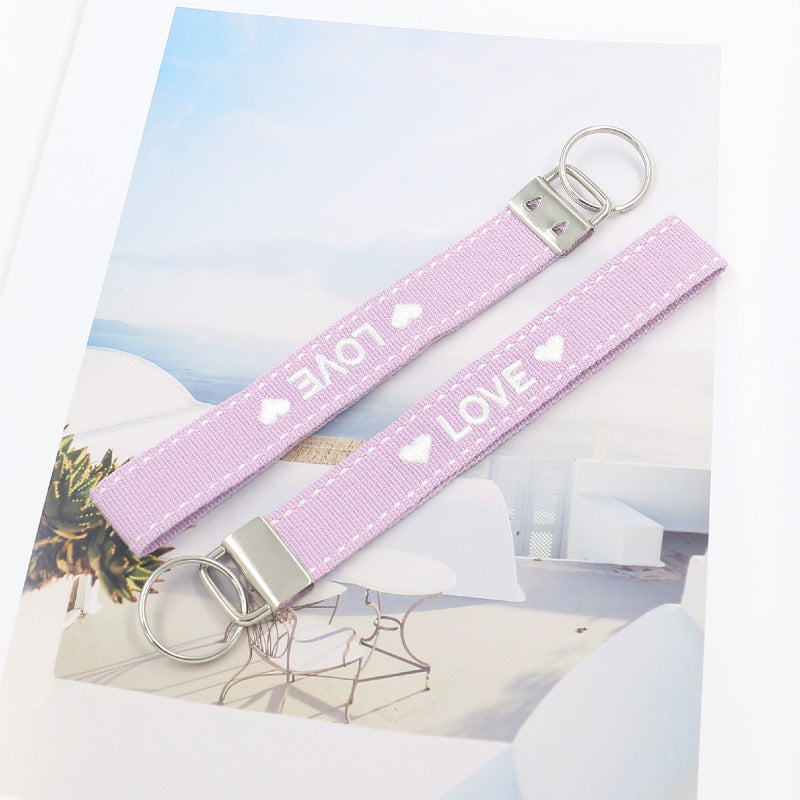 Embroidered Phrase Wristlet Key Fob - LOVE-1