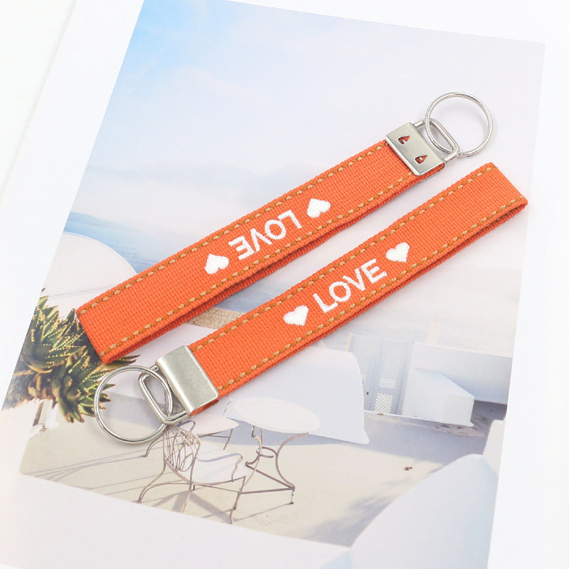 Embroidered Phrase Wristlet Key Fob - LOVE-3