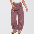 Relaxed Corduroy Barrel Leg Trousers - Pink