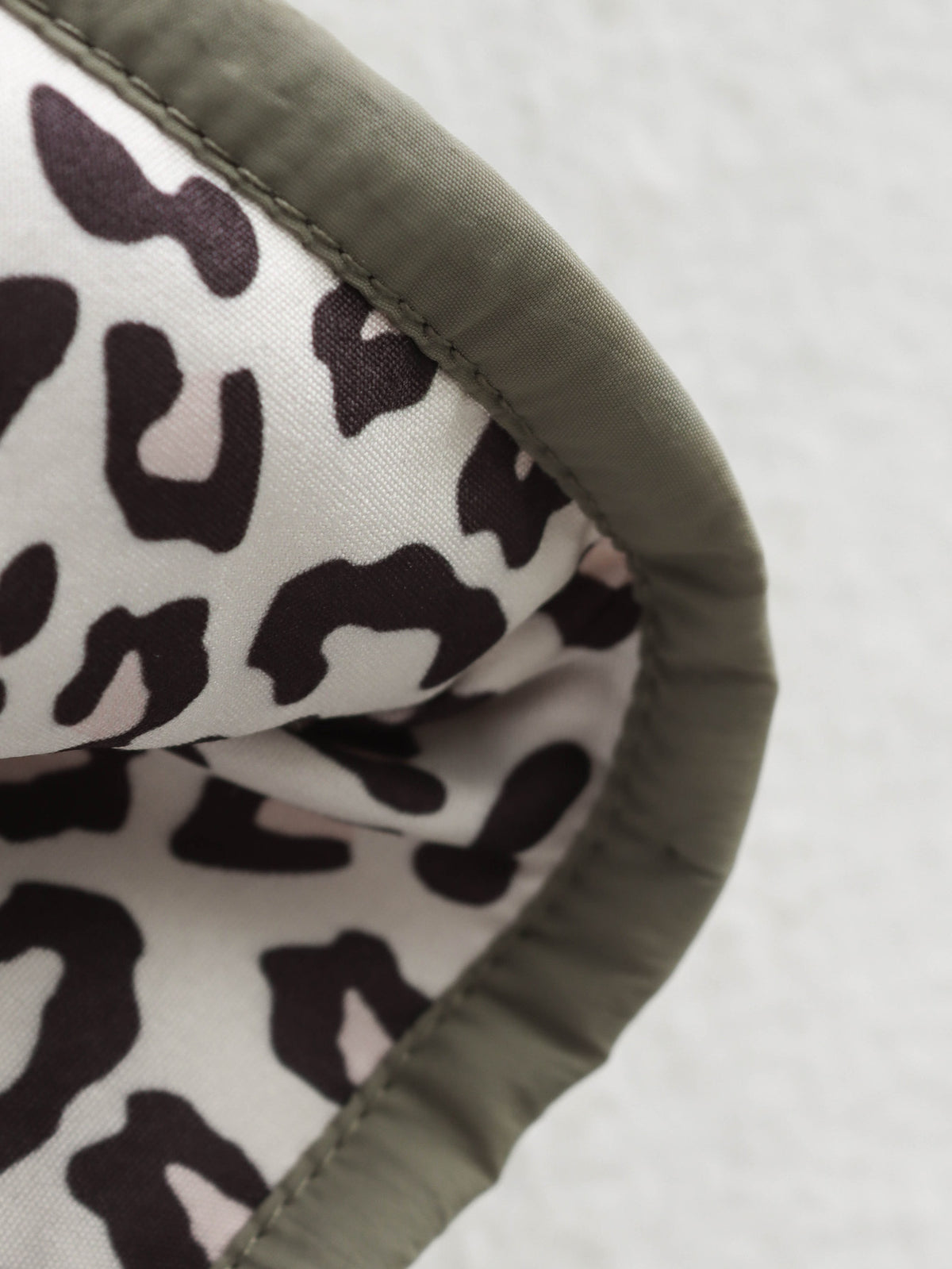 Quilted Bomber Jacket With Leopard Lined Cuffs - Green - 11