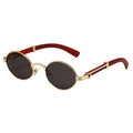Vintage Oval Metal Frame Sunglasses - Black