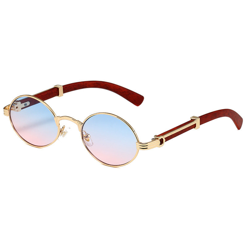 Vintage Oval Metal Frame Sunglasses - Pink