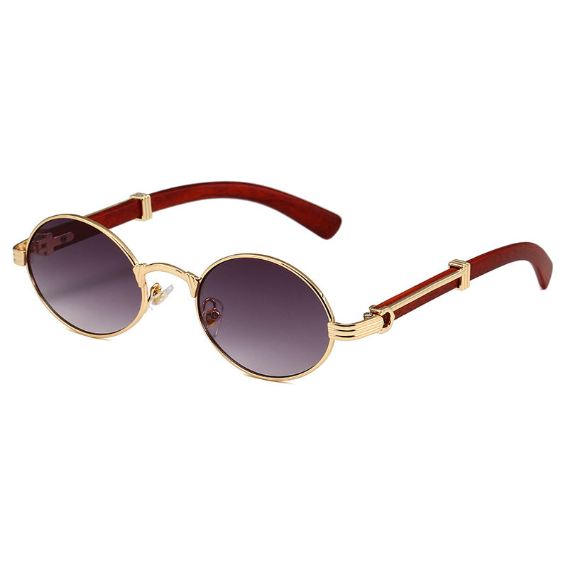 Vintage Oval Metal Frame Sunglasses - Purple