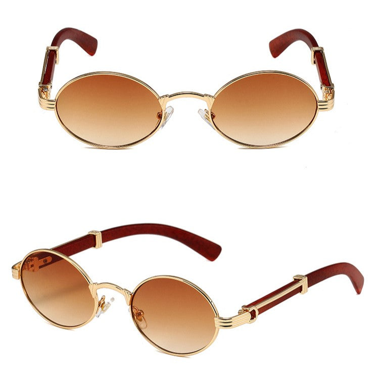 Vintage Oval Metal Frame Sunglasses - Tea