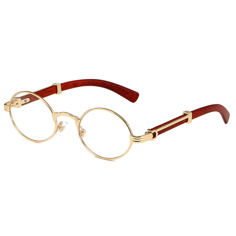 Vintage Oval Metal Frame Sunglasses - White