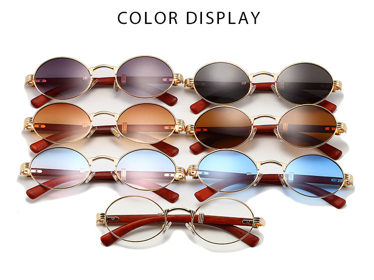 Vintage Oval Metal Frame Sunglasses - White - 1