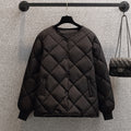Round Neck Lightweight Quilted Jacket - Black