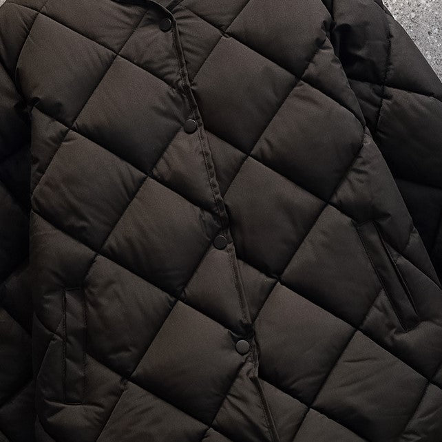 Round Neck Lightweight Quilted Jacket - Black - 5