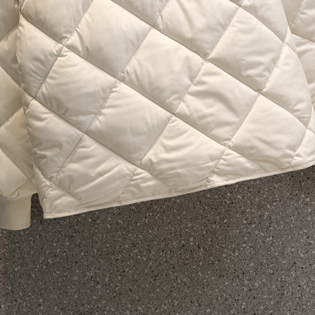 Round Neck Lightweight Quilted Jacket - White - 10