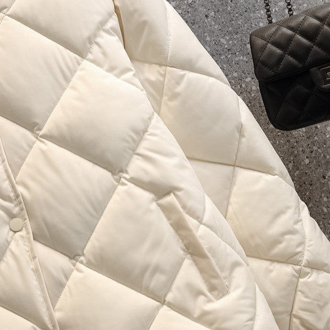 Round Neck Lightweight Quilted Jacket - White - 7