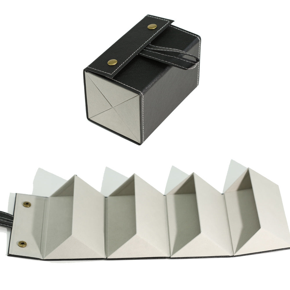 Foldable Origami Glasses Case With Wrist Strap - Black_4