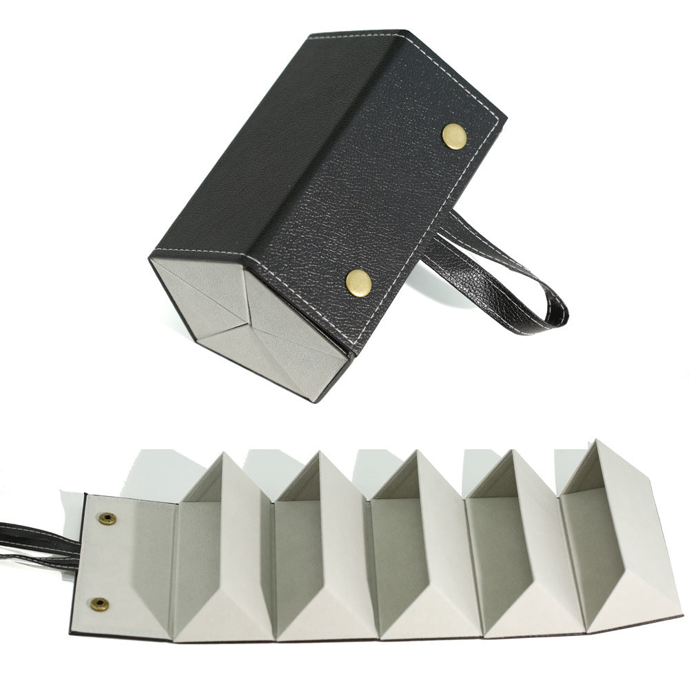 Foldable Origami Glasses Case With Wrist Strap - Black_5