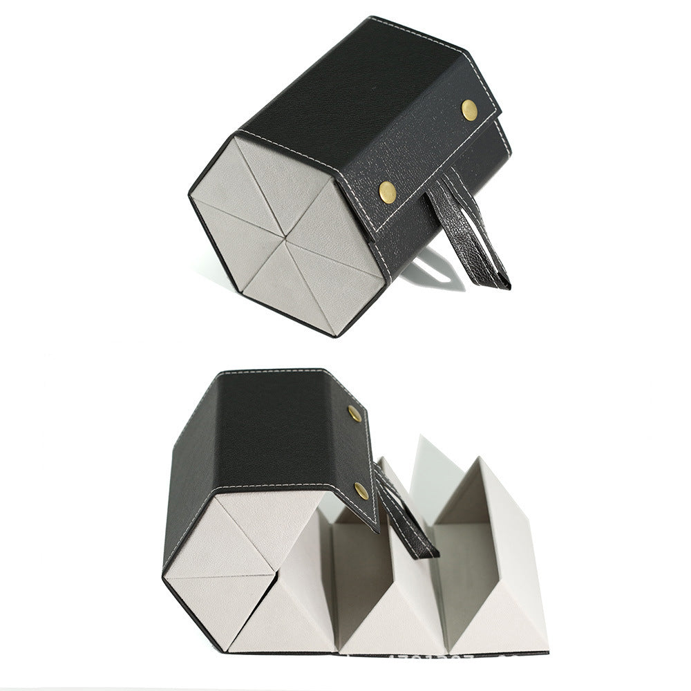 Foldable Origami Glasses Case With Wrist Strap - Black_6