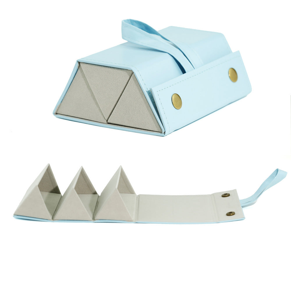 Foldable Origami Glasses Case With Wrist Strap - Blue_3