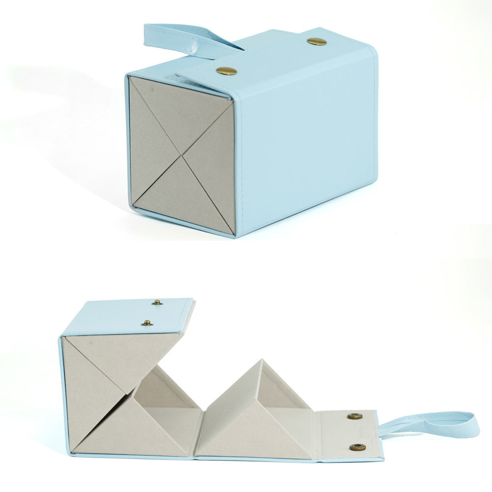Foldable Origami Glasses Case With Wrist Strap - Blue_4