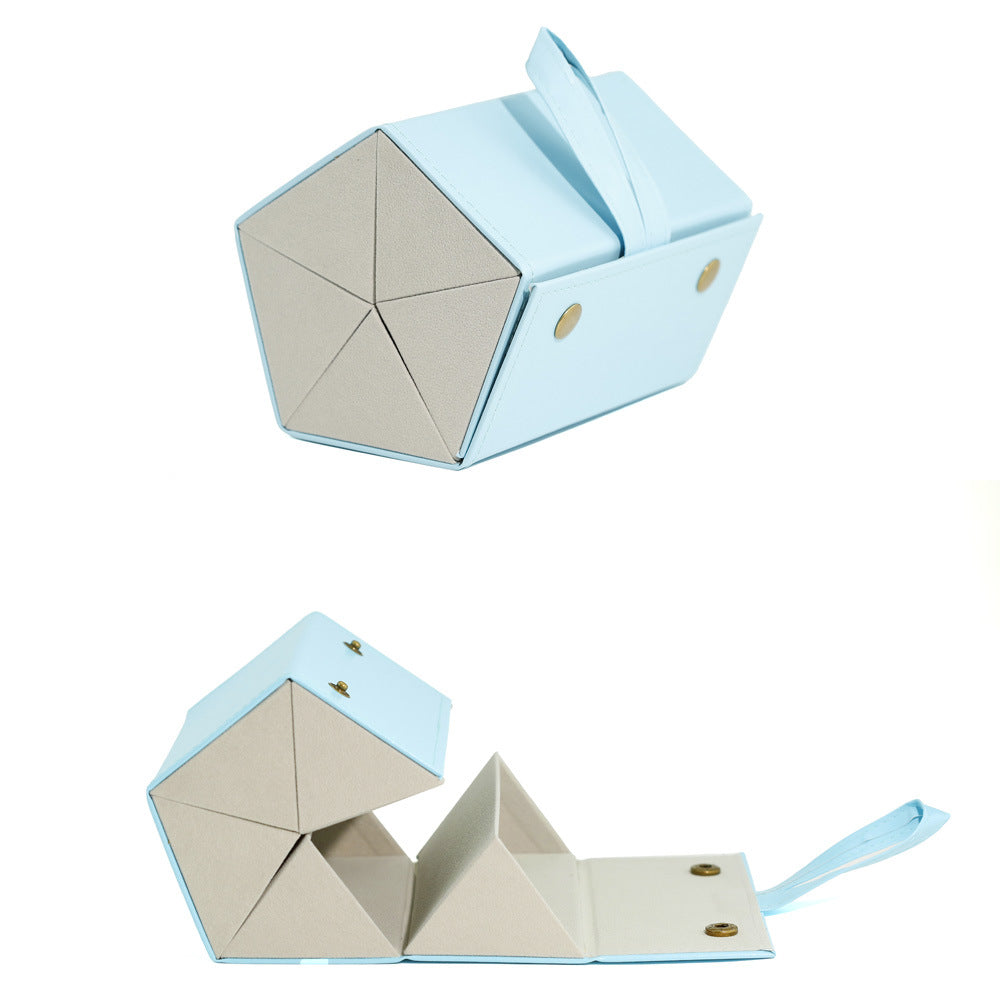 Foldable Origami Glasses Case With Wrist Strap - Blue_5
