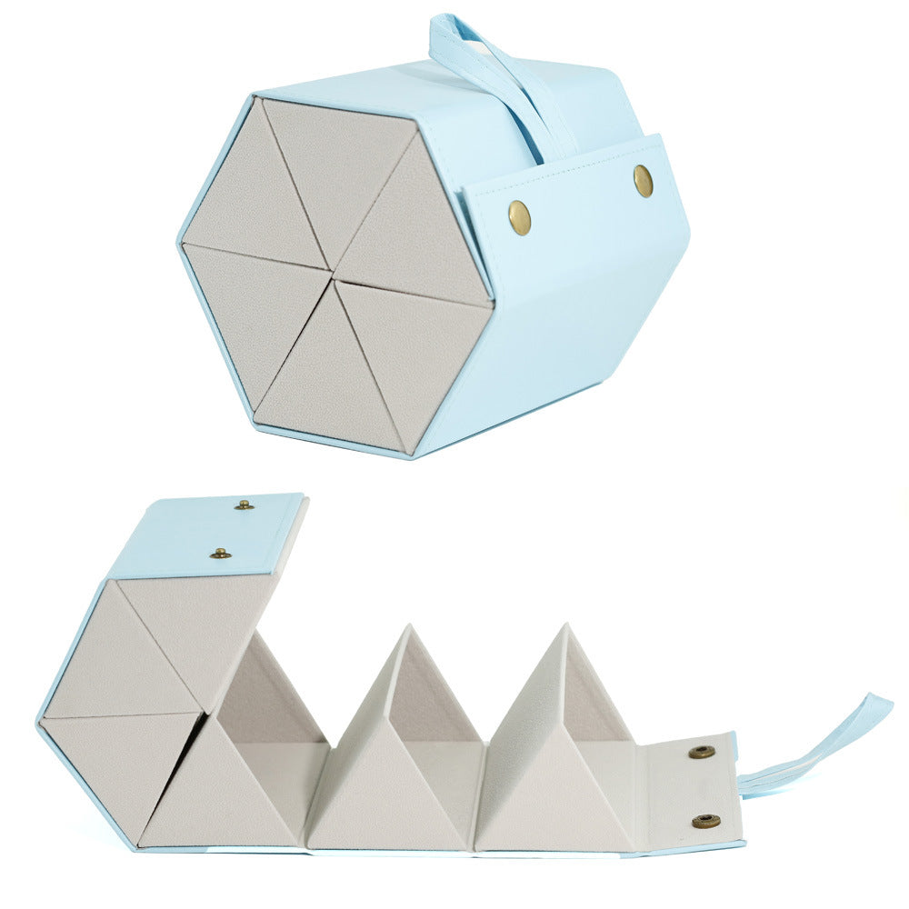 Foldable Origami Glasses Case With Wrist Strap - Blue_6