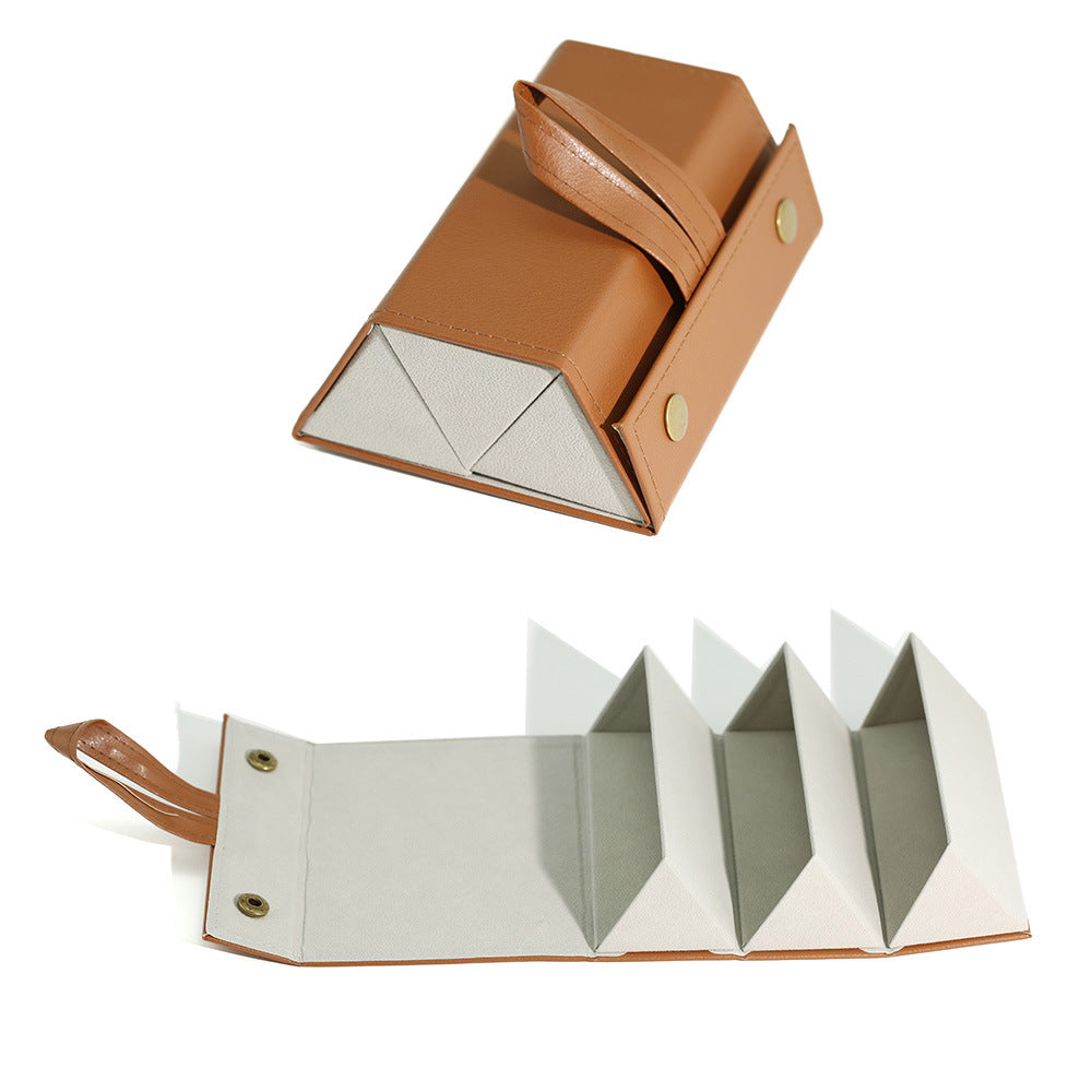 Foldable Origami Glasses Case With Wrist Strap - Khaki_3