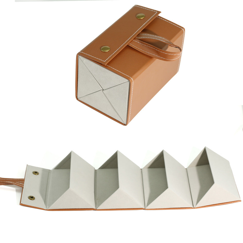 Foldable Origami Glasses Case With Wrist Strap - Khaki_4