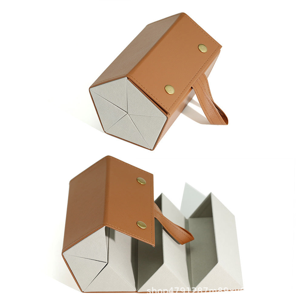 Foldable Origami Glasses Case With Wrist Strap - Khaki_5 - 1