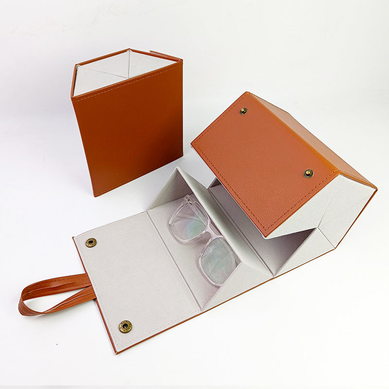 Foldable Origami Glasses Case With Wrist Strap - Khaki_5 - 2