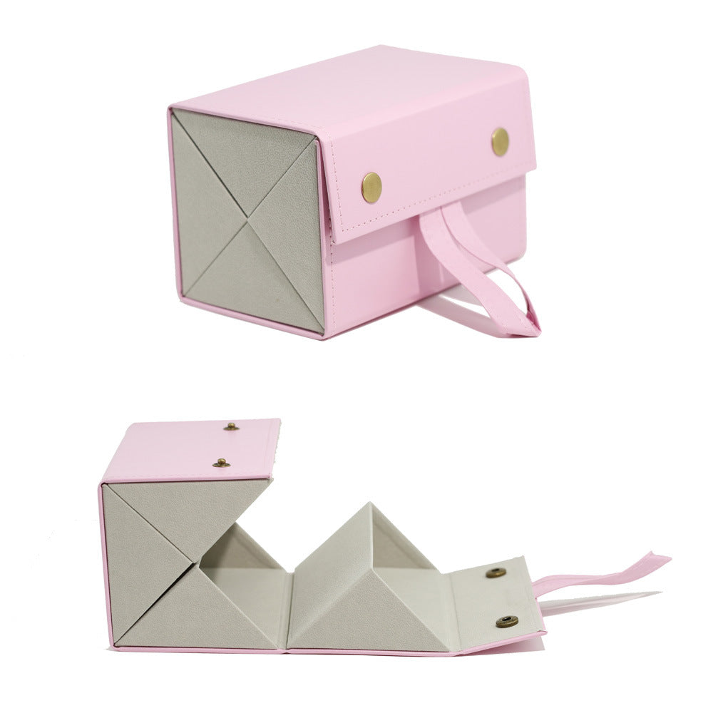 Foldable Origami Glasses Case With Wrist Strap - Pink_4