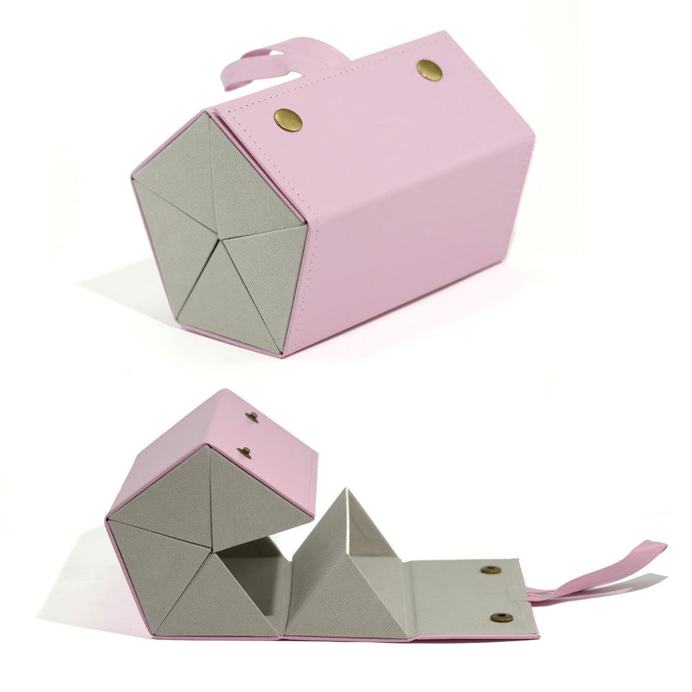 Foldable Origami Glasses Case With Wrist Strap - Pink_5