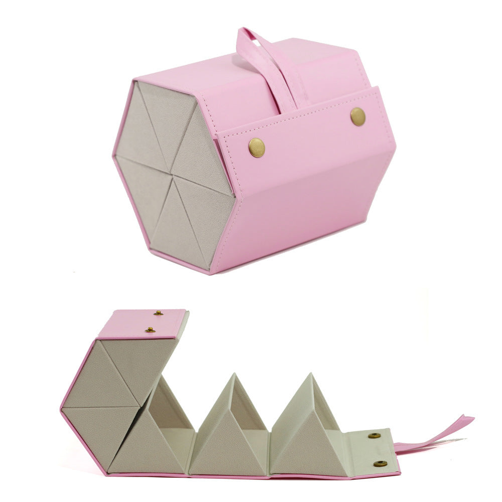 Foldable Origami Glasses Case With Wrist Strap - Pink_6