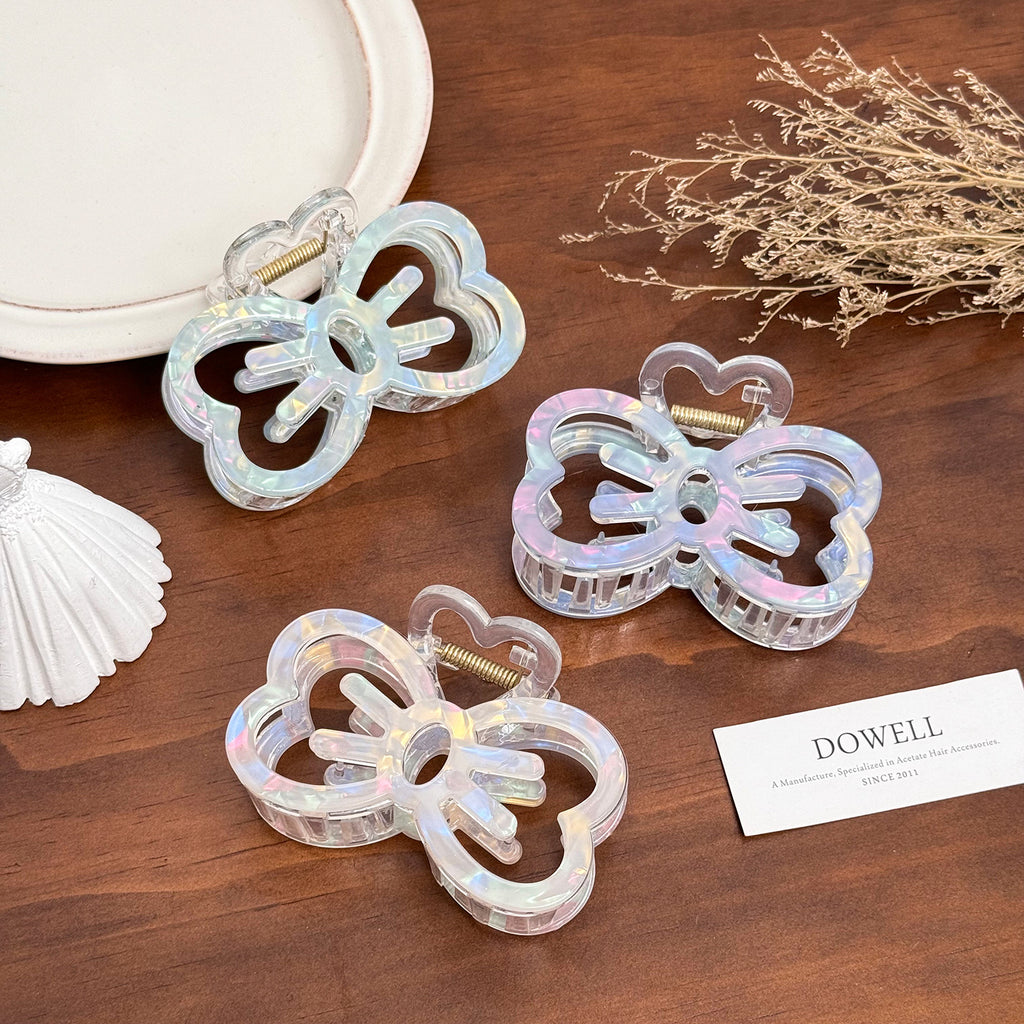 Iridescent Hollow Bow Acrylic Claw Clip - view 1